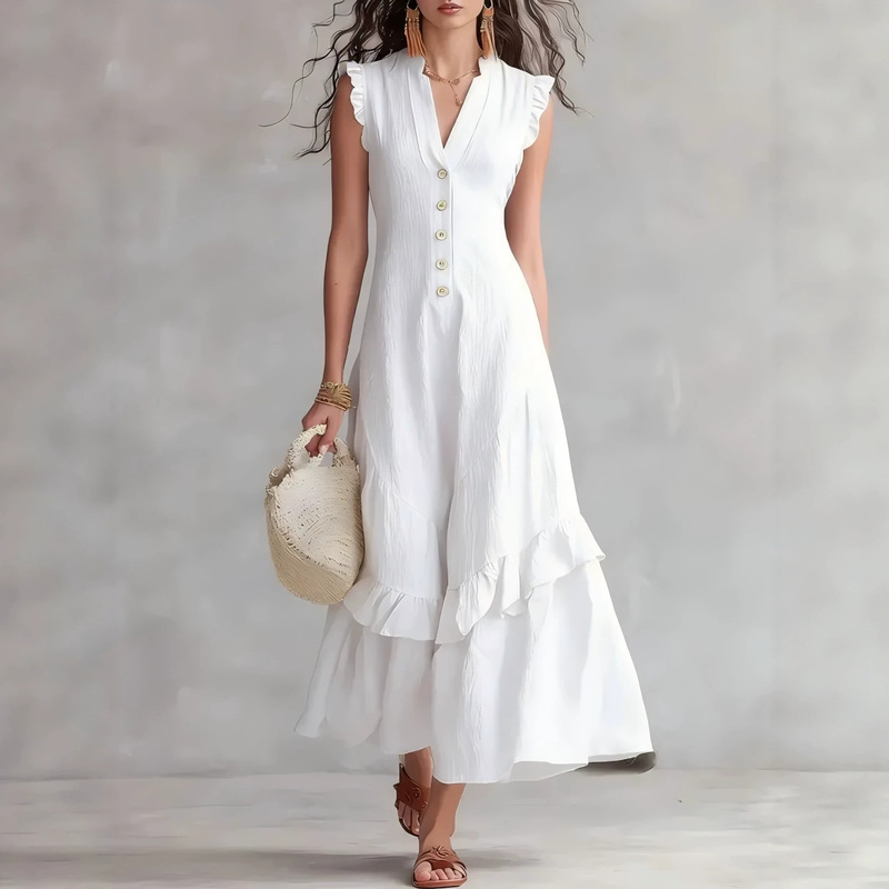 Vintage Fashion Women Dresses - Women's Elegant Cotton Linen Loose Party