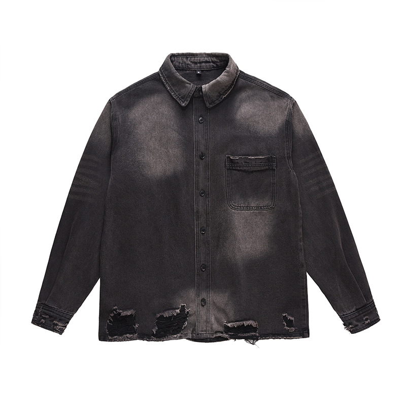 Vintage Fashion Y2K - Men's High Street Ripped Jeans Jacket