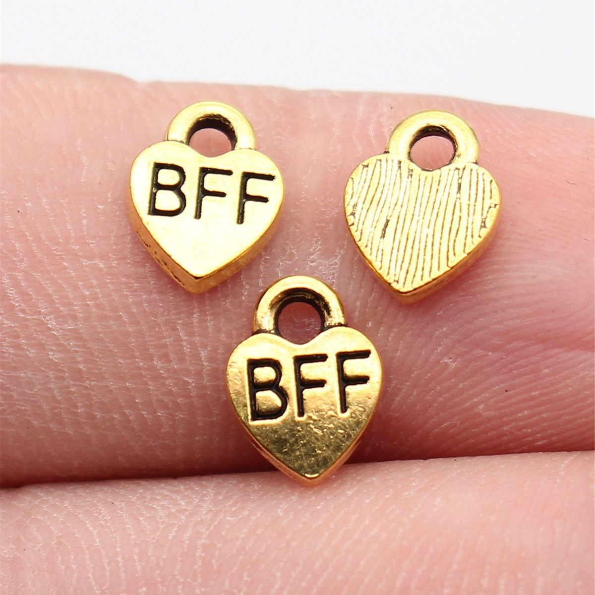 Vintage Fashion Labels - 40pcs 9.3x7mm Antique Gold Color Bff