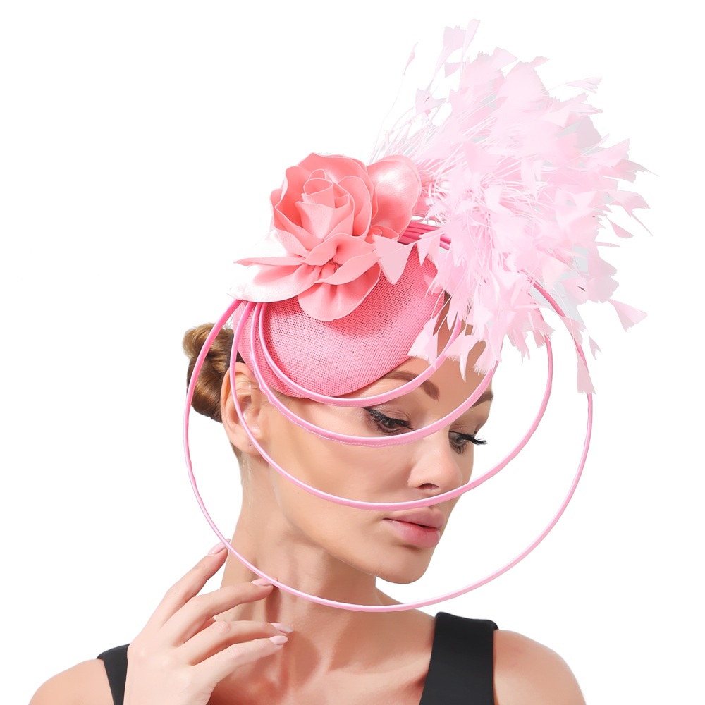 Vintage Fashion Hats - Beauty Pink Ladies Event Fasinator Hats