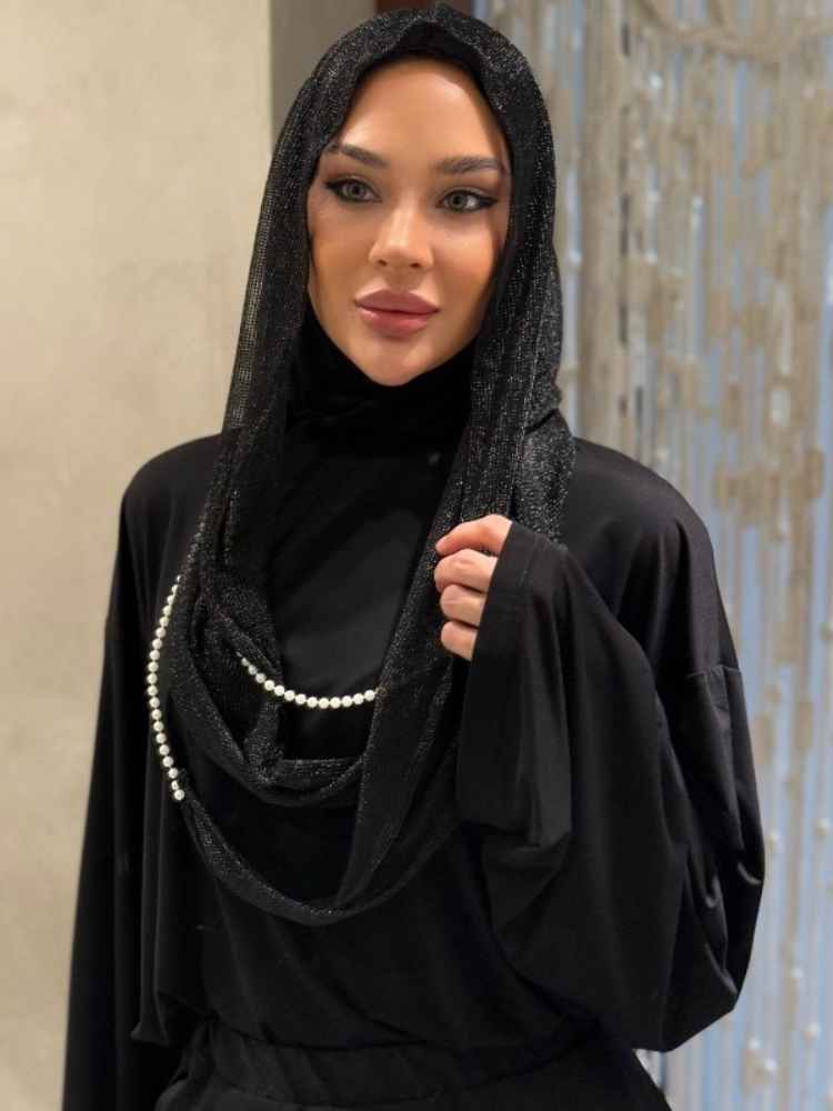 Vintage Fashion Hats - New Dubai Hood Hijab Pearl Lanyard