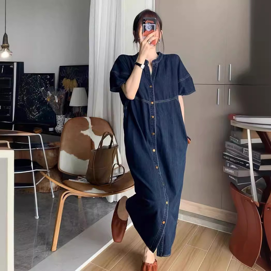 Vintage Fashion Women Dresses - New French Vintage Loose Denim Long
