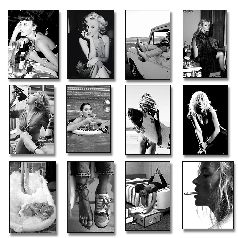 Vintage Fashion Prints For Wall - Vintage Woman Drinking Martini by Swimming