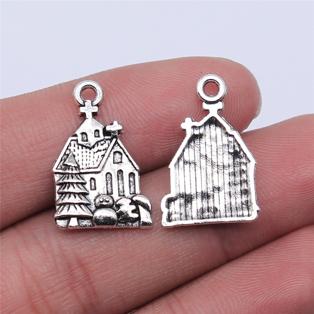Vintage Fashion Houses - WYSIWYG 10pcs 21x14mm Antique Silver Color