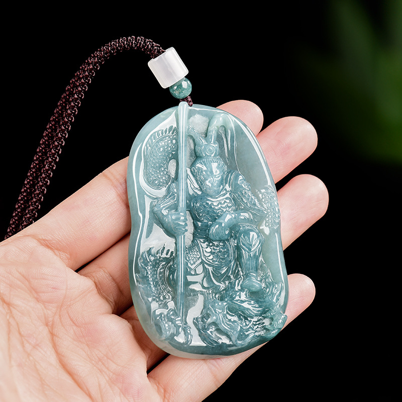 Vintage Women Fashion - Burmese Jadeite Monkey King Pendant Necklace