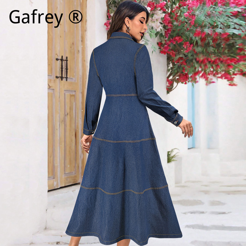 New Fashion Denim Jean Shirt D - Vintage Fashion Women Dresses recension och pris