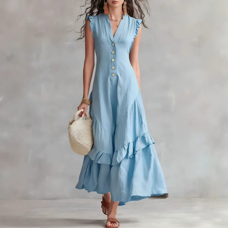Women's Elegant Cotton Linen L - Vintage Fashion Women Dresses recension och pris