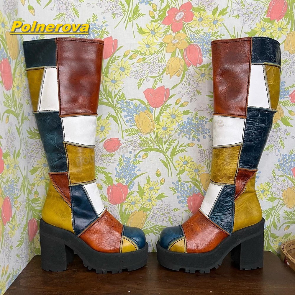 Women Retro Patchwork Leather  - Vintage Fashion Y2K recension och pris