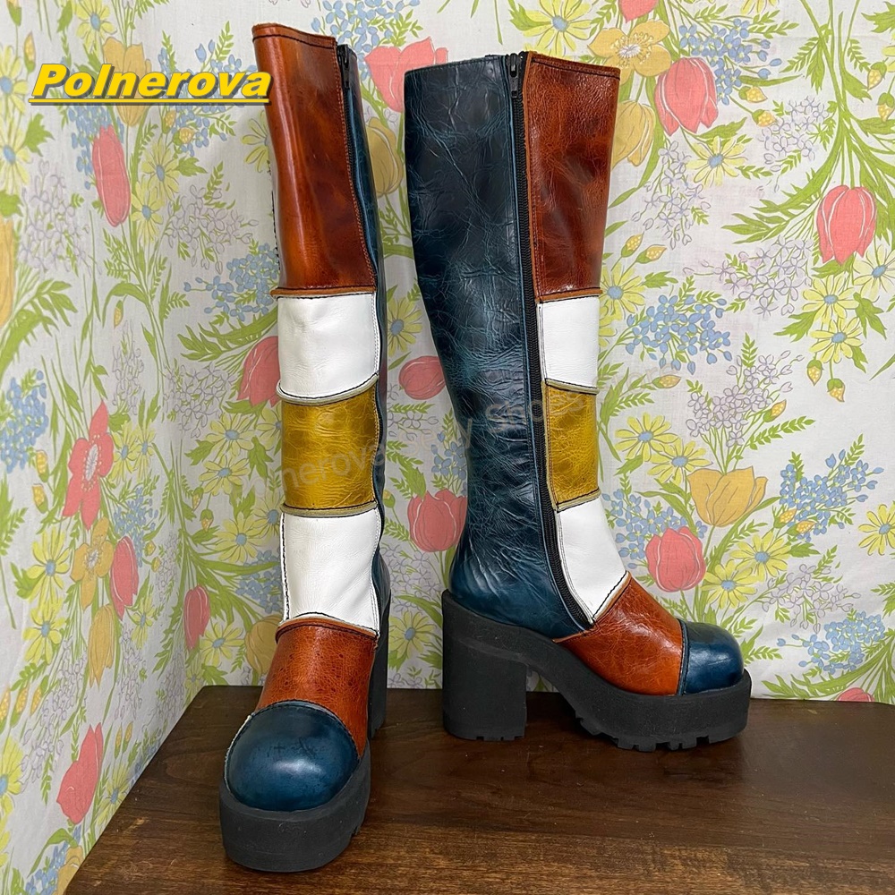 Women Retro Patchwork Leather  - Vintage Fashion Y2K recension och pris