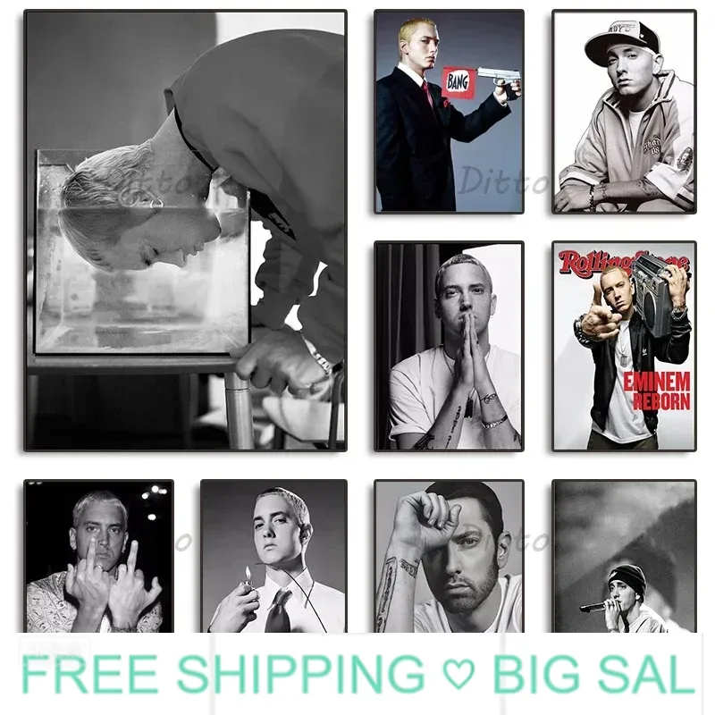 Hip Hop Rapper Singer Eminem V - Vintage Fashion Prints For Wall recension och pris
