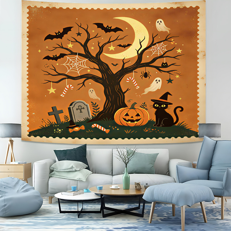 Vintage Halloween Print Tapest - Vintage Fashion Prints For Wall recension och pris