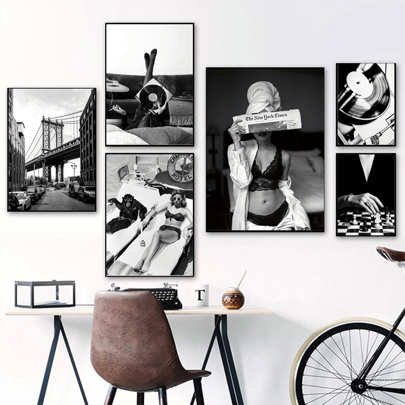 Black and White Vintage Wall A - Vintage Fashion Prints For Wall recension och pris