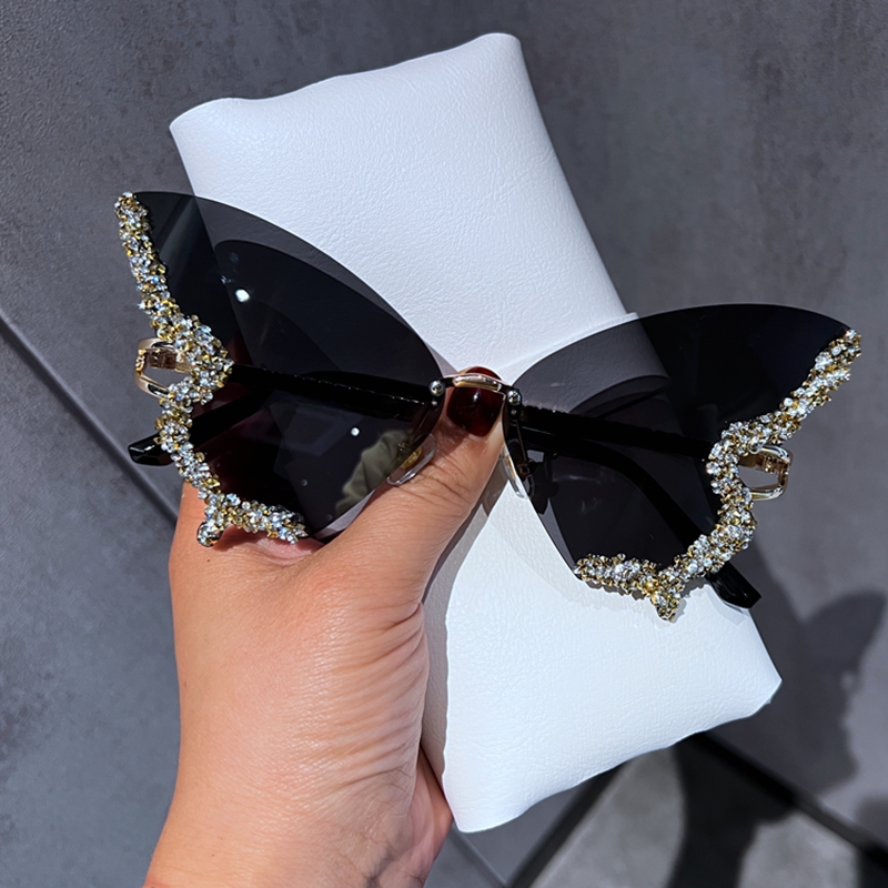 Luxury Diamond Butterfly Sungl - Vintage Fashion Y2K recension och pris
