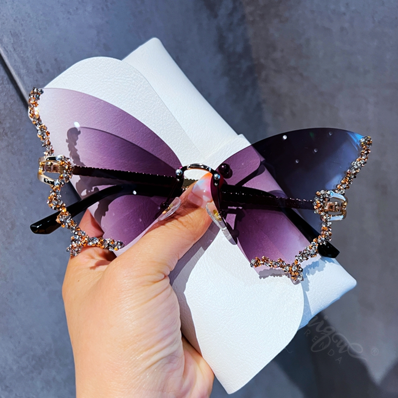 Luxury Diamond Butterfly Sungl - Vintage Fashion Y2K recension och pris
