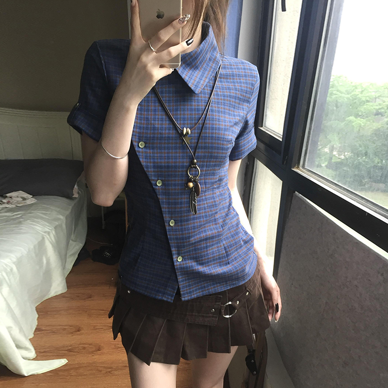 Y2K Vintage Slim Fit Plaid Cro - Vintage Fashion Tiktok recension och pris