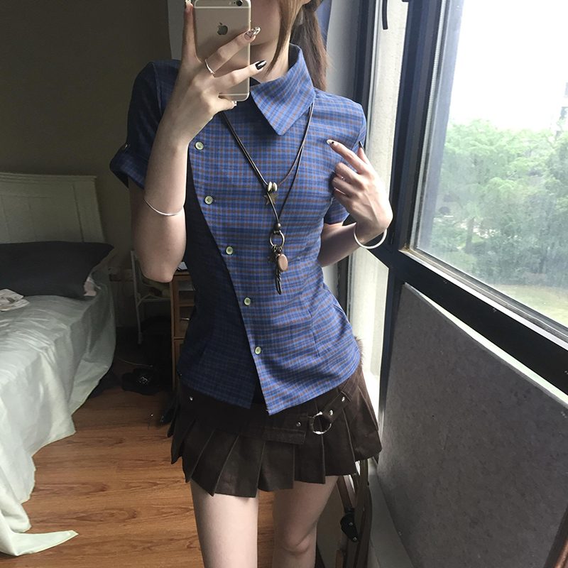 Y2K Vintage Slim Fit Plaid Cro - Vintage Fashion Tiktok recension och pris