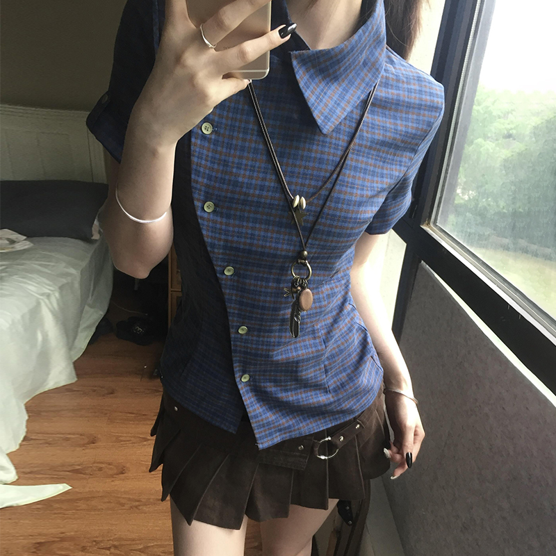 Y2K Vintage Slim Fit Plaid Cro - Vintage Fashion Tiktok recension och pris