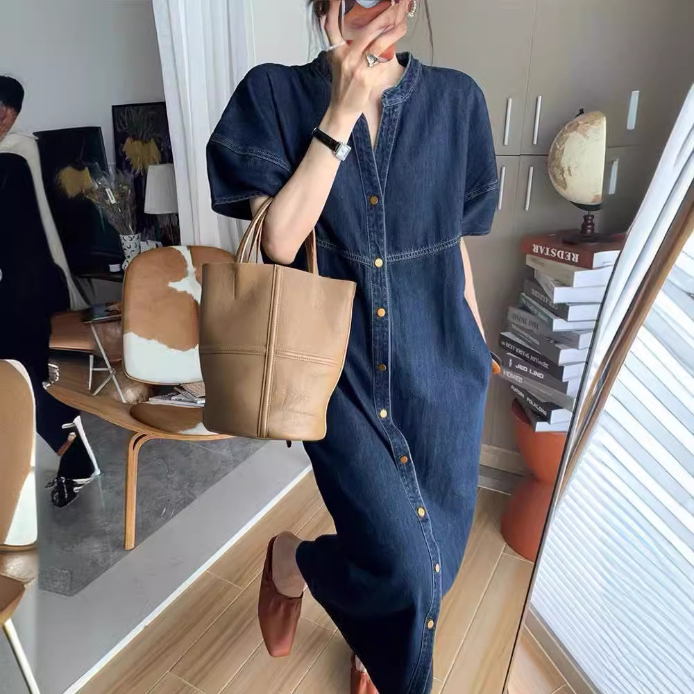 New French Vintage Loose Denim - Vintage Fashion Women Dresses recension och pris