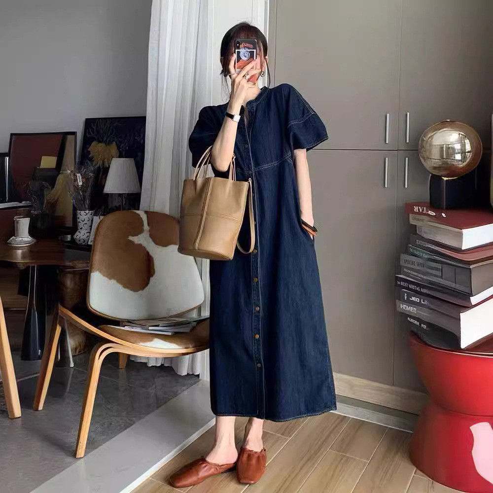 New French Vintage Loose Denim - Vintage Fashion Women Dresses recension och pris