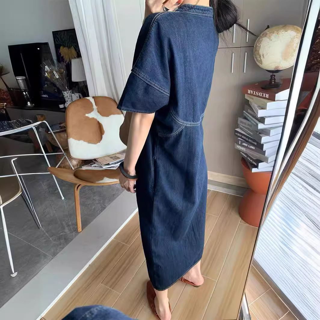 New French Vintage Loose Denim - Vintage Fashion Women Dresses recension och pris