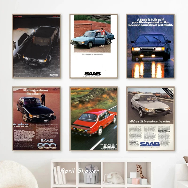 Classic Vintage Saab 900 Turbo - Vintage Fashion Prints For Wall recension och pris