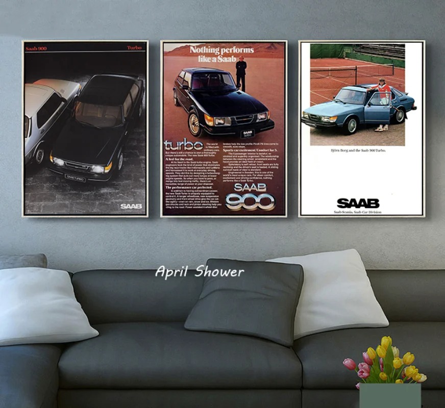 Classic Vintage Saab 900 Turbo - Vintage Fashion Prints For Wall recension och pris