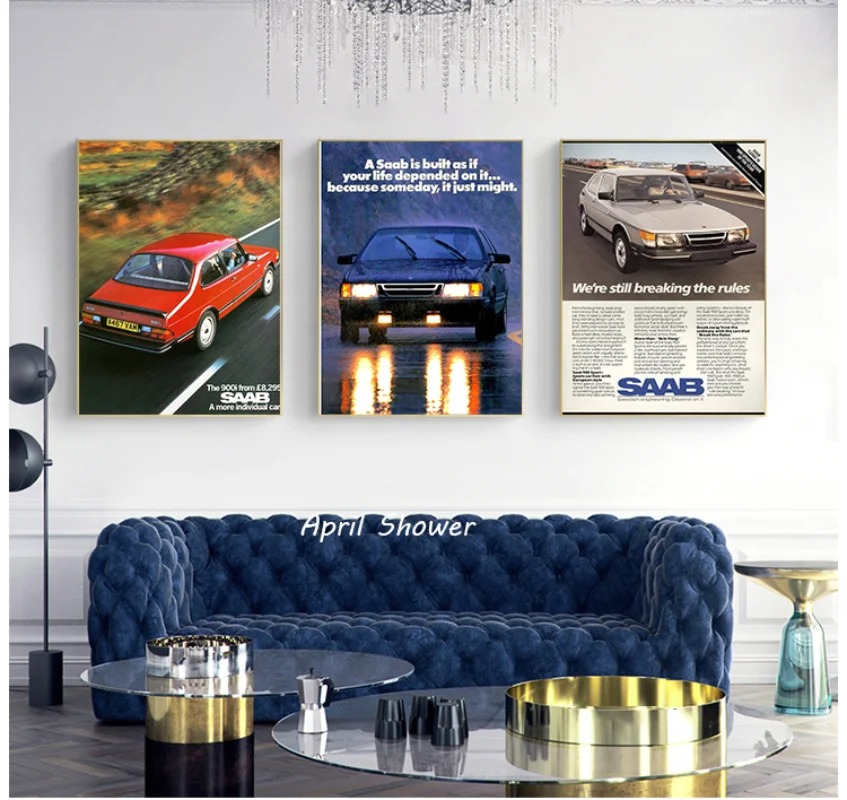 Classic Vintage Saab 900 Turbo - Vintage Fashion Prints For Wall recension och pris