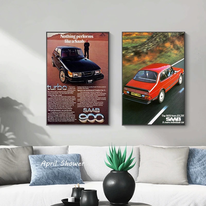 Classic Vintage Saab 900 Turbo - Vintage Fashion Prints For Wall recension och pris