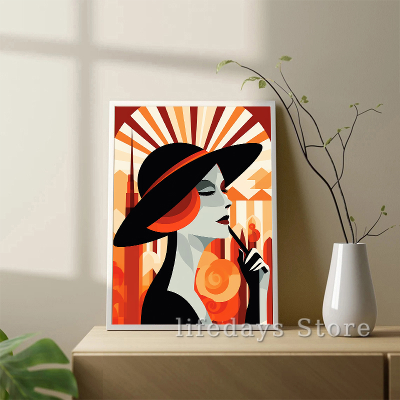 Vintage Art Deco Women Portrai - Vintage Fashion Prints For Wall recension och pris