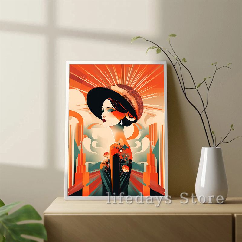 Vintage Art Deco Women Portrai - Vintage Fashion Prints For Wall recension och pris