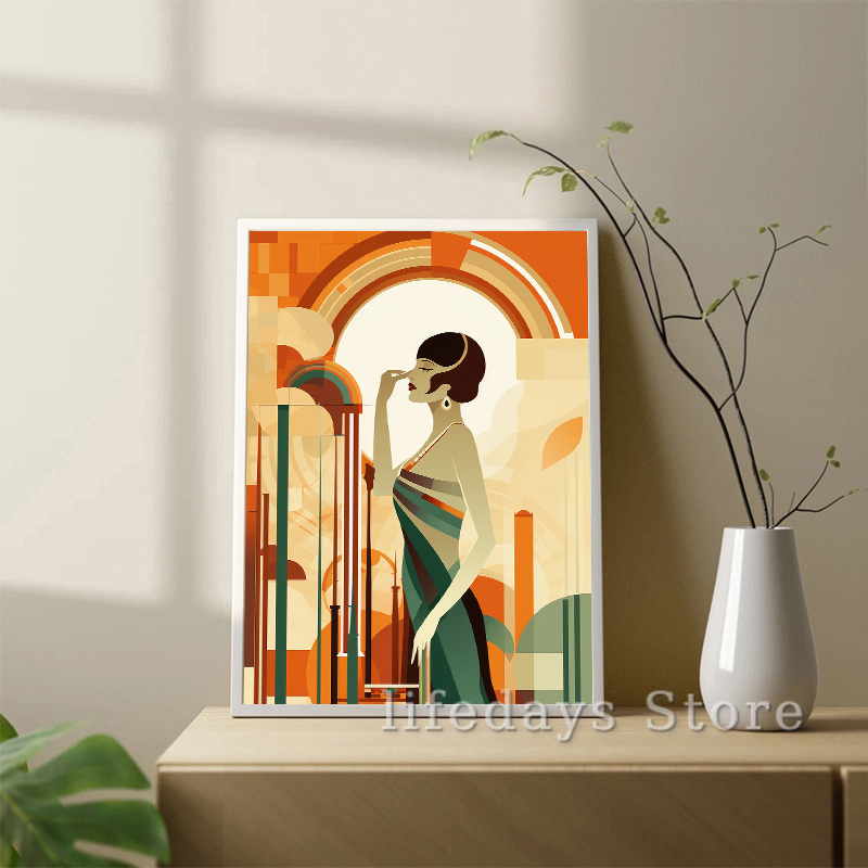 Vintage Art Deco Women Portrai - Vintage Fashion Prints For Wall recension och pris