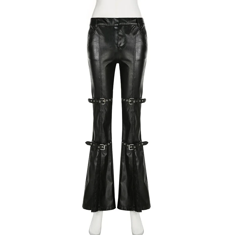 Women's PU Leather Flare Pants - Vintage Fashion Aesthetic recension och pris