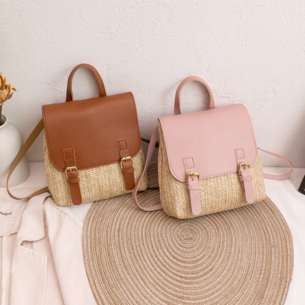 Fashion PU Leather Straw Backp - Vintage Fashion Looks recension och pris